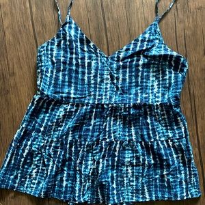 Tie dye blue tank with adjustable straps